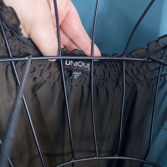 Unique Spectrum - Brown Sheer Off Shoulder Peasant Top - Picture 7 of 7